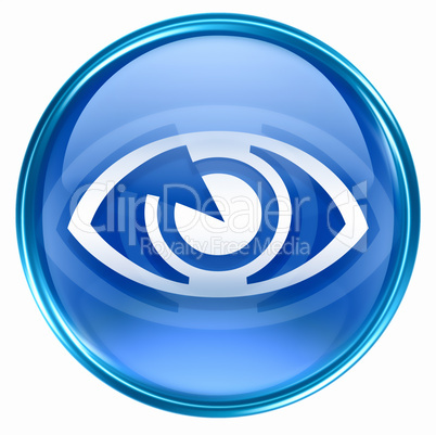 eye icon blue, isolated on white background.