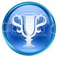 Cup icon blue, isolated on white background.
