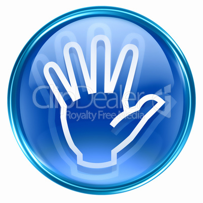 hand icon blue, isolated on white background.