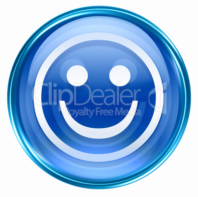 Smiley Face blue, isolated on white background.