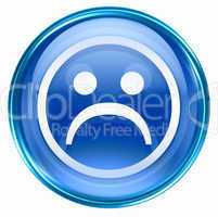 Smiley Face, dissatisfied blue, isolated on white background.