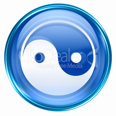yin yang symbol icon blue, isolated on white background.