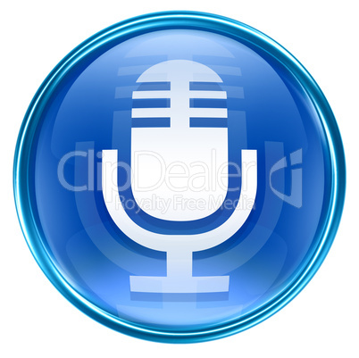 Microphone icon blue, isolated on white background