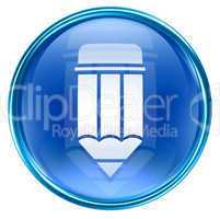 Pencil icon blue, isolated on white background