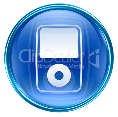 mp3 player blue, isolated on white background