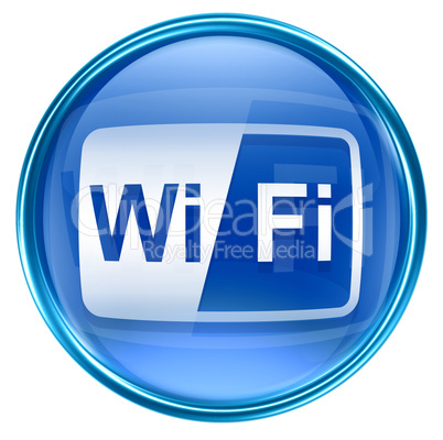 WI-FI icon blue, isolated on white background