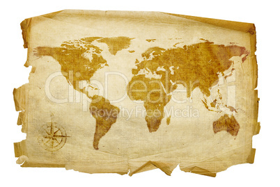 Old map, isolated on white background