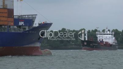 Containerschiffe auf der Elbe