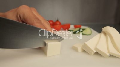 Cutting cheese salad