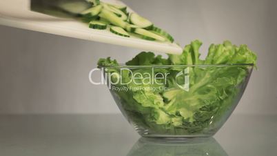 Cutting cucumber salad