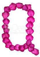 Pink Clematis petals forming letter Q