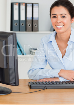 Pretty woman posing while sitting