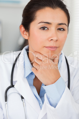 Beautiful female doctor with a stethoscope posing