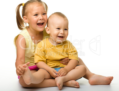 Two children are having fun