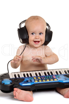 Little boy in headphones