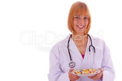 Tabletten auf dem Teller