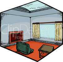 Living Room with Skylight