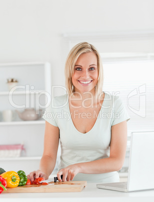 Portrait of a young woman looking into camera