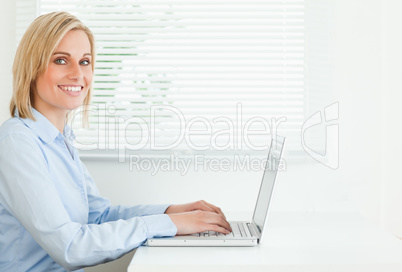 Gorgeous woman working on laptop