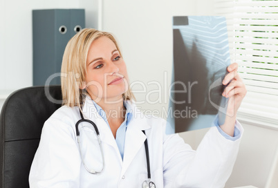 Charming doctor holding x-ray