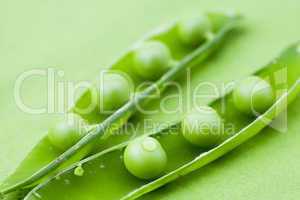 peas on a green background