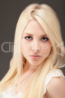 young woman close up studio portrait