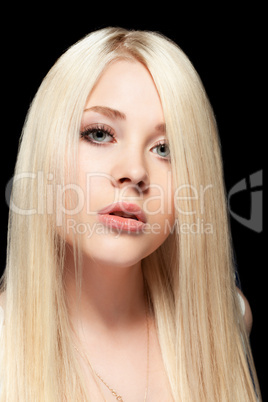 young woman close up studio portrait