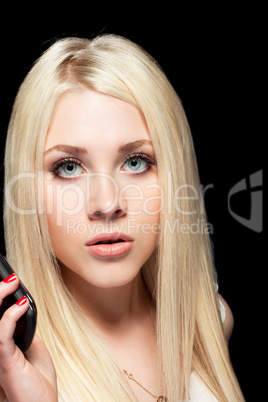 young woman close up studio portrait