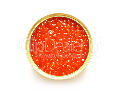 red caviar in the open metal container