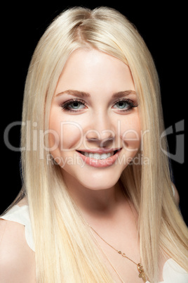 young woman close up studio portrait