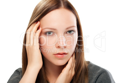 young woman close up studio portrait