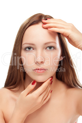 young woman close up studio portrait