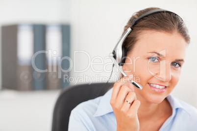 An operator supporting a customer