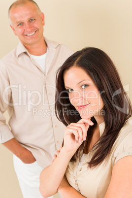 Casual businesswoman attractive with man colleague