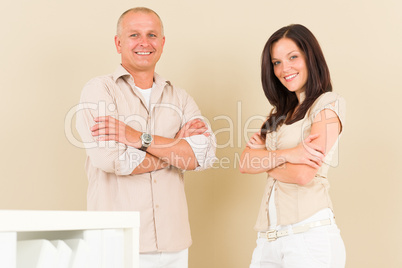 Casual businesswoman attractive with man colleague