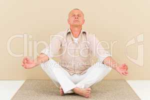 Casual business yoga senior man relax meditate