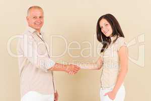 Casual business people attractive handshake