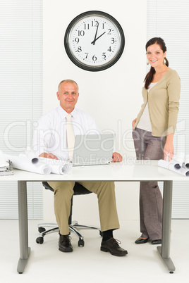 Professional architect people behind office table