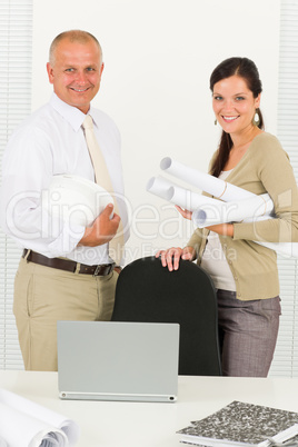 Professional architect people behind office table