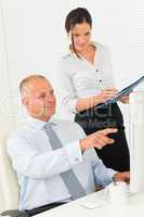 Professional senior businessman woman assistant