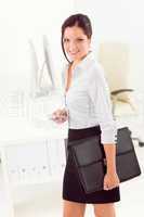 Professional businesswoman attractive hold briefcase