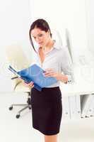 Professional businesswoman attractive look in folder