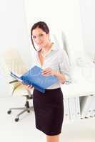 Professional businesswoman attractive look in folder