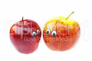 apples with faces joy isolated on white