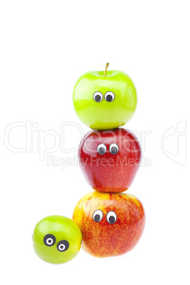 apples with faces joy isolated on white