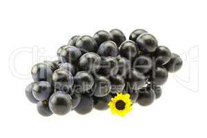 bunch of grapes with a flower  isolated on white