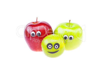 apples with faces joy isolated on white