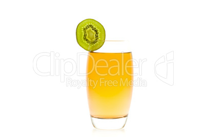 orange cocktail with a slice of kiwi isolated on white