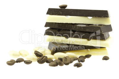 mountain of dark and light chocolate isolated on white