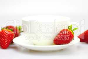 cup of strawberries isolated on white